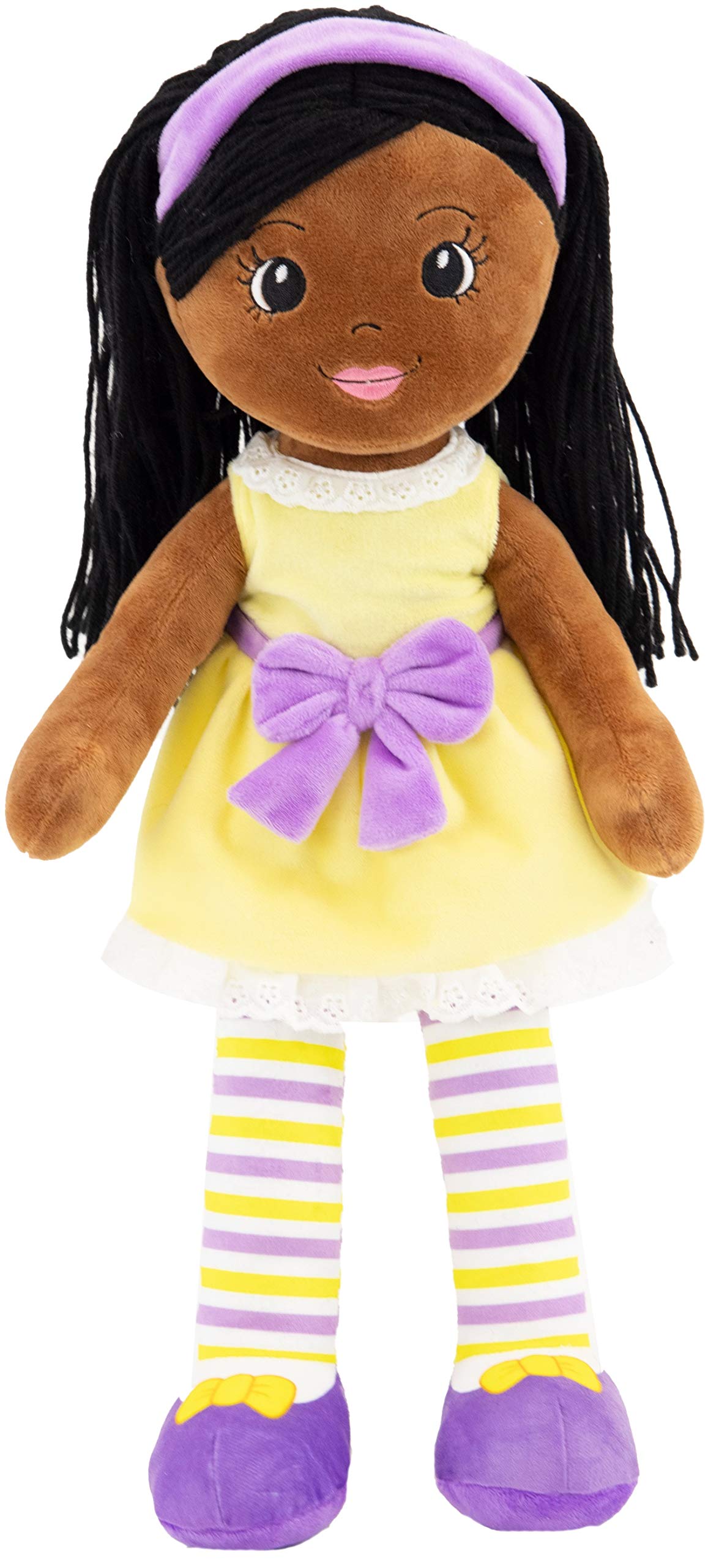 PLUSHIBLE BRIDGING M Plushible Plush Baby Doll - 18 Inch African American Rag Dolls for girls, Infants, Toddlers, & Babies - Babys My First Soft Fabr