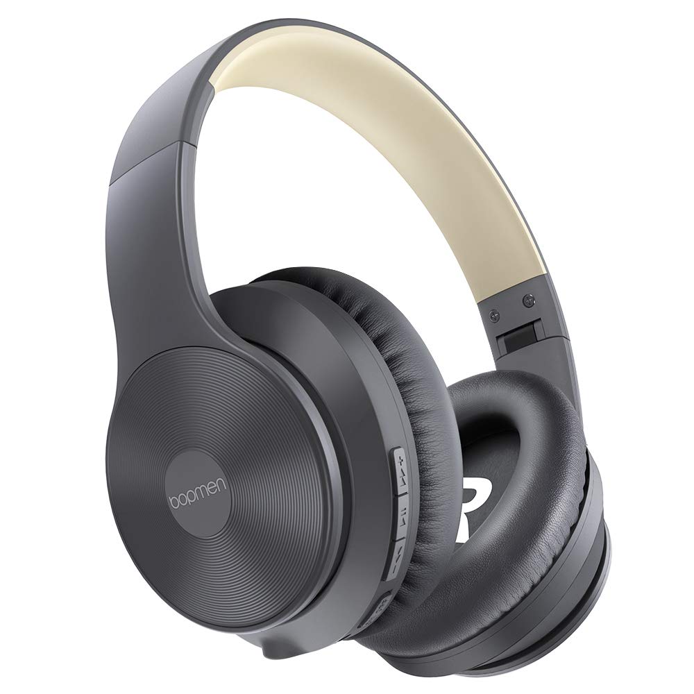 Bopmen S40 ANc Bluetooth Headphones - Wireless ANc Over Ear Headphones, Stereo Sound Headphones with Earpads, Mic for AirplaneTr