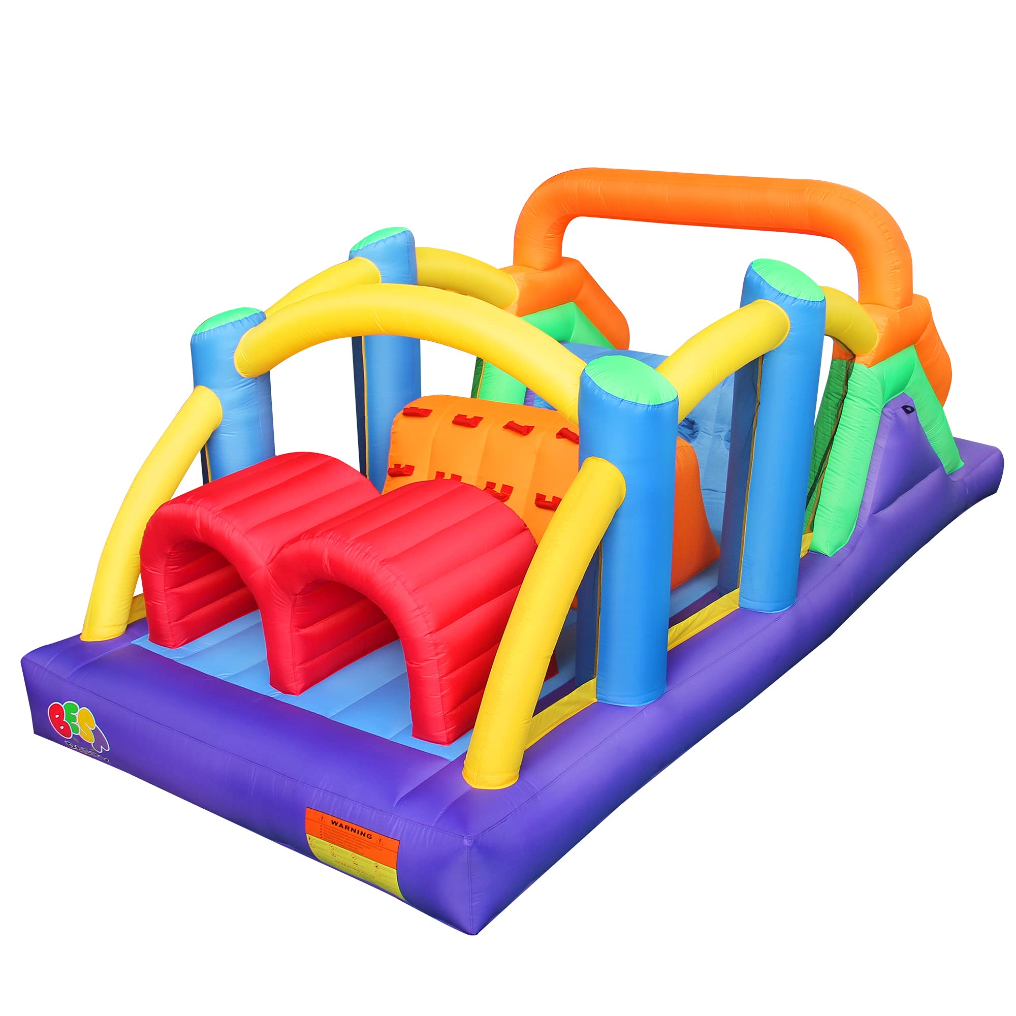 BESTPARTY Inflatable Obstacle course Bounce House castle with Large Slides Bounce Area and Obstacles Inflatable Bouncer House Ju