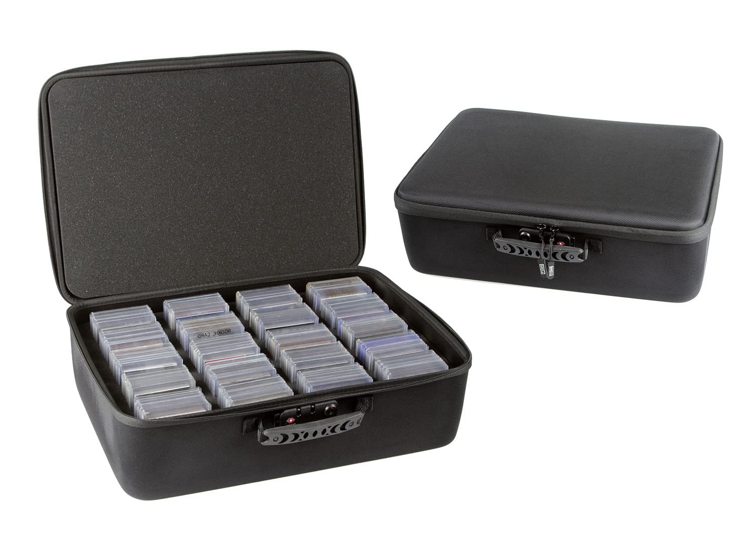 card Titan Pro Toploader Storage Box and One Touch Sports card Storage case with Zipper Lock - Trading card Storage Box Fits up