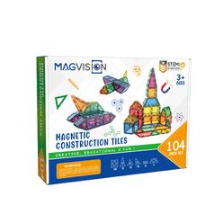 MagVision 104-Piece Magnetic Building Tiles Set, Stem Magnetic Building Blocks, Extra Strong and Safe Magnets, Stem Toys, Magnet
