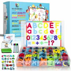 guanababa Kids 272 PcS Magnetic Letters and Numbers abc educational toys for kids -Double sided magnet white board - refrigerato