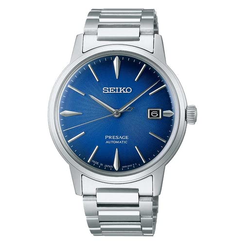 Seiko Mens Blue Dial Silver Stainless Steel Band Automatic Watch