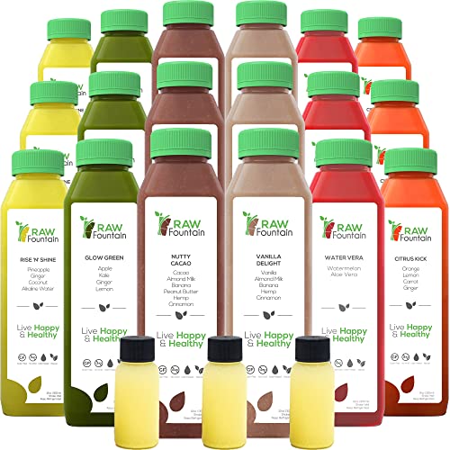Raw Fountain 5 Day Protein Juice cleanse by Raw Fountain All Natural Raw Detox cleanse cold Pressed Fruits Vegetables Vanilla and chocolate F