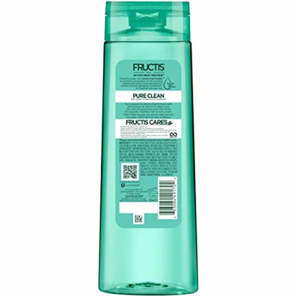 Garnier Fructis Pure Clean Shampoo, Paraben-Free Silicone-Free with Aloe Extract and Vitamin E, 12.5 Fl Oz Bottle