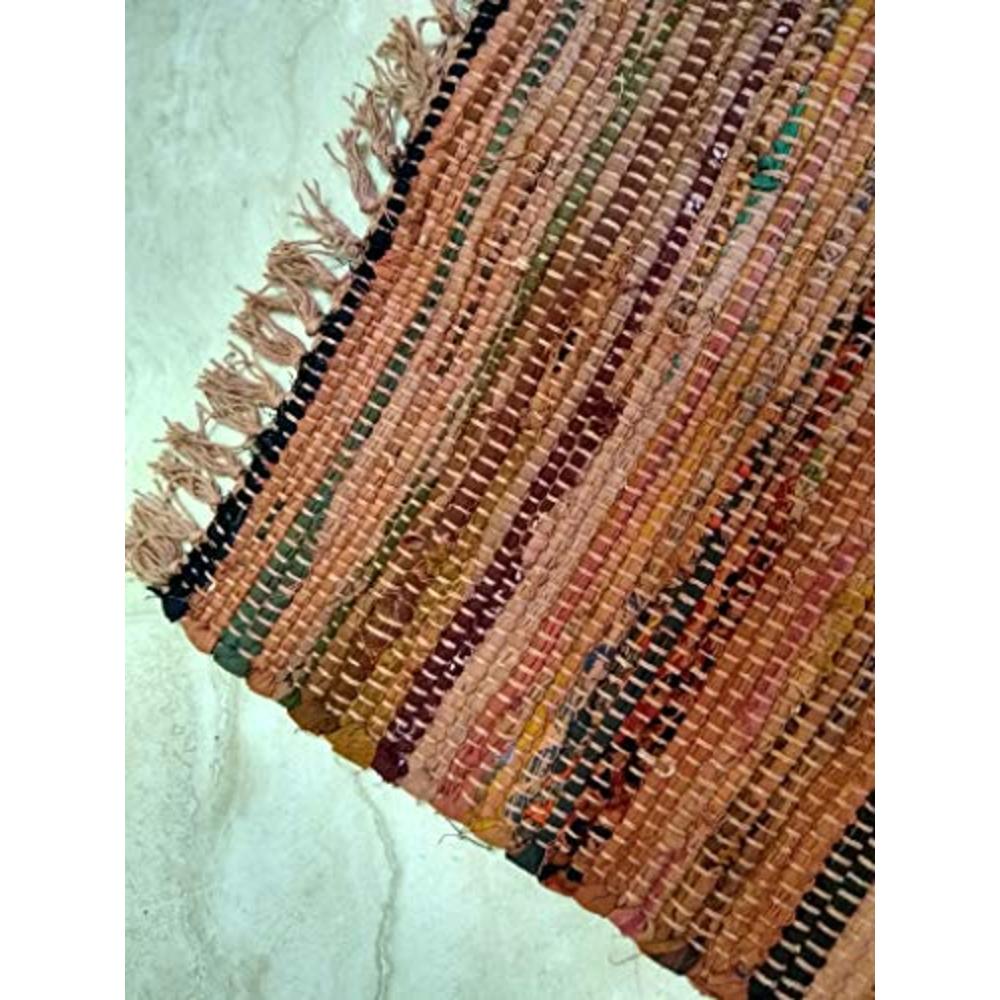 India Overseas Trade Hand Woven Country Rag Rugs in Spice, 2 x 3
