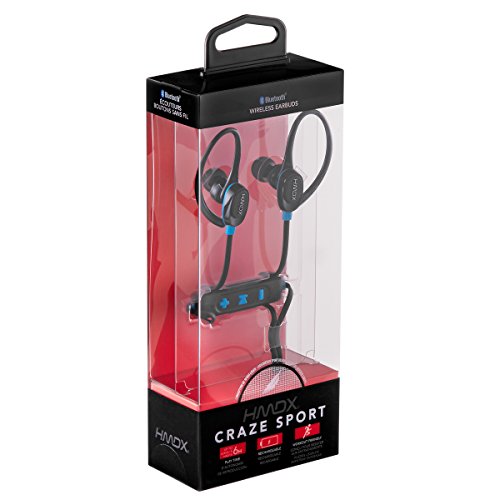HMDX, Craze Sport Earbuds | Wireless, Sweatproof, Microphone | Black w/ Teal