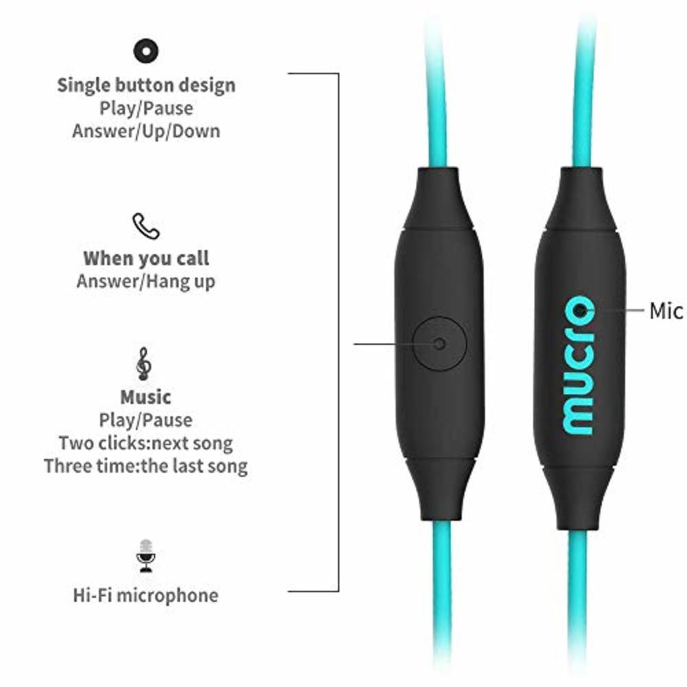 Mucro Running Headphones Wired Over Ear Sport Earbuds with Microphone, ?in Ear Earphones Over Earhook Workout Jogging Gym Ear Bu