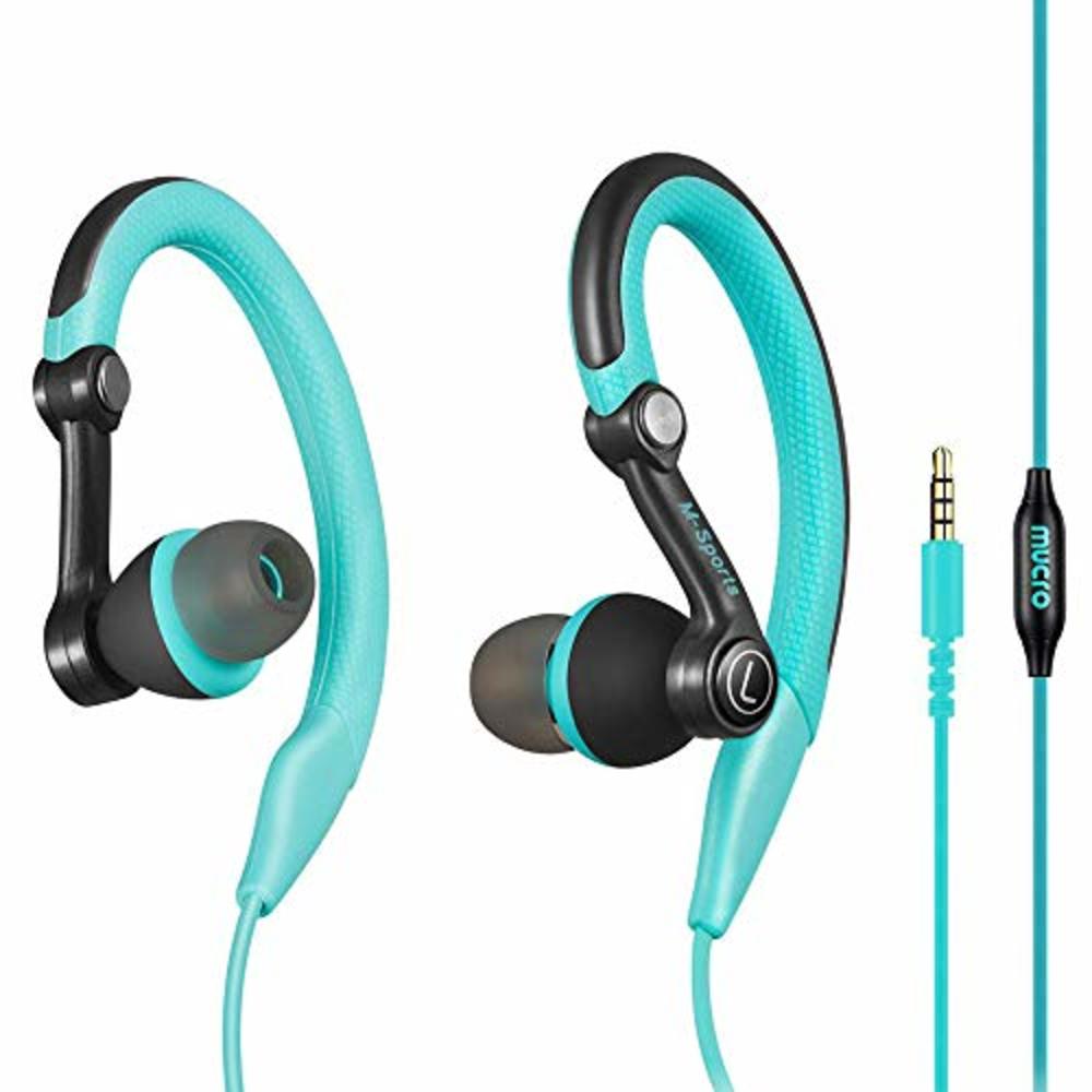 Mucro Running Headphones Wired Over Ear Sport Earbuds with Microphone, ?in Ear Earphones Over Earhook Workout Jogging Gym Ear Bu
