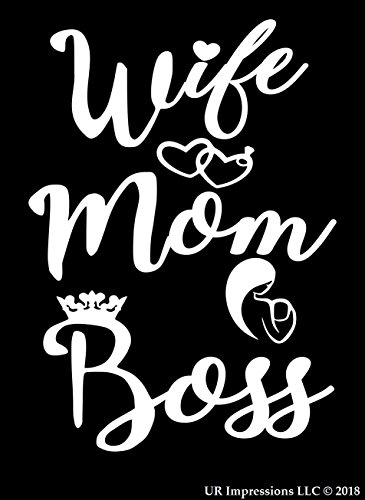 UR Impressions MWht Wife-Mom-Boss Decal Vinyl Sticker Graphics for Cars Trucks SUV Vans Walls Windows Laptop|Matte White|5.5 X 4