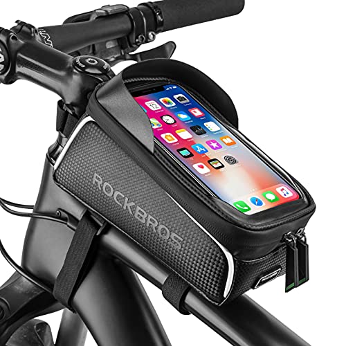 ROCK BROS Bike Phone Front Frame Bag Bicycle Bag Waterproof Bike Phone Mount Top Tube Bag Bike Phone Case Holder Accessories Cycling Pouch