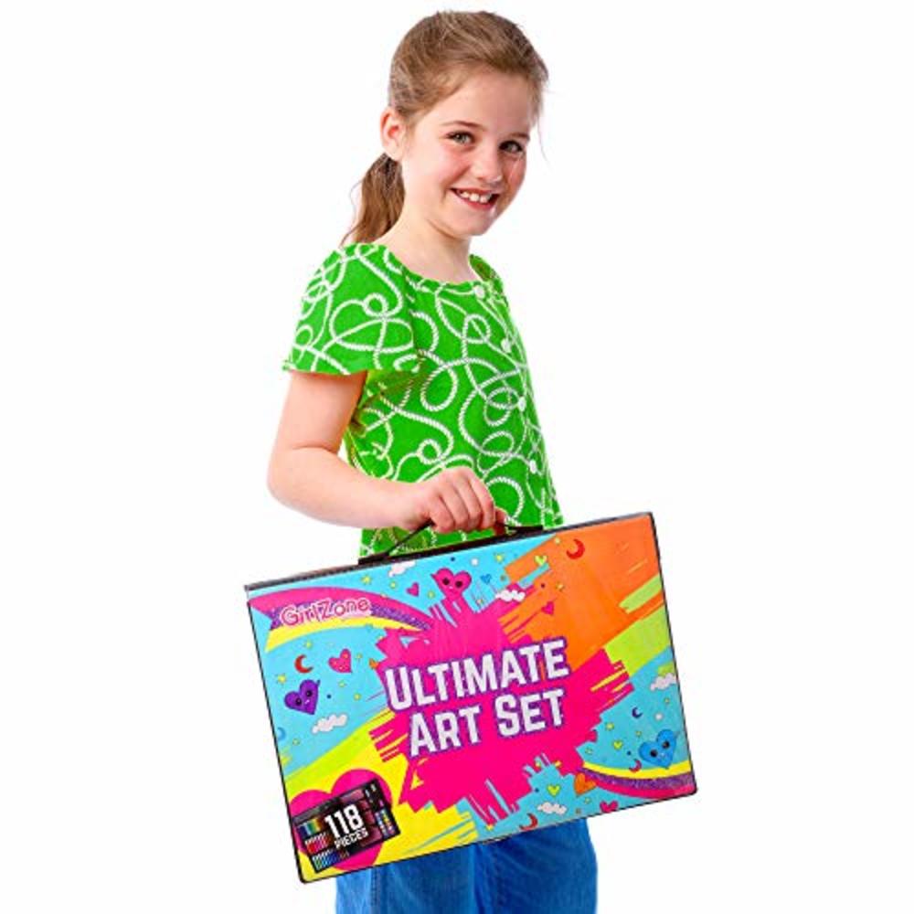 GirlZone Ultimate Art Set For Girls ages 5-8, 118 Piece Kids