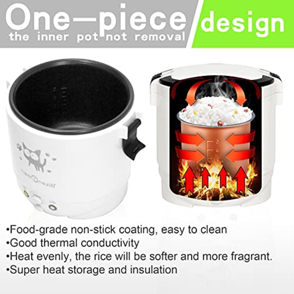 Onezili Multi-Function (Cooking, Heating, Keeping warm) Mini Travel Rice Cooker 12V For Car (12v white)
