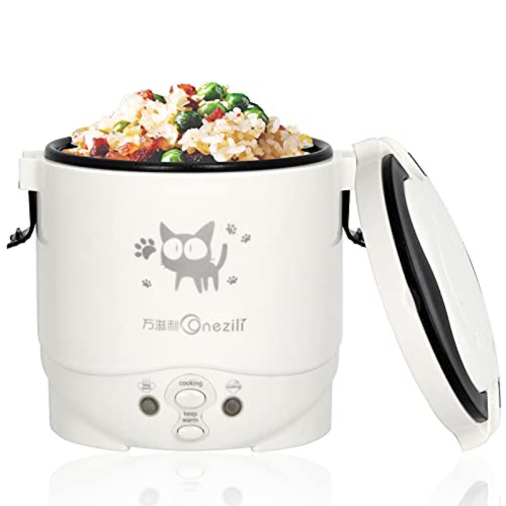 Onezili Multi-Function (Cooking, Heating, Keeping warm) Mini Travel Rice Cooker 12V For Car (12v white)