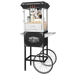 GREAT NORTHERN POPCORN COMPANY 6005 Black Antique Style Lincoln Popcorn Popper Machine w/Cart 8 Oz