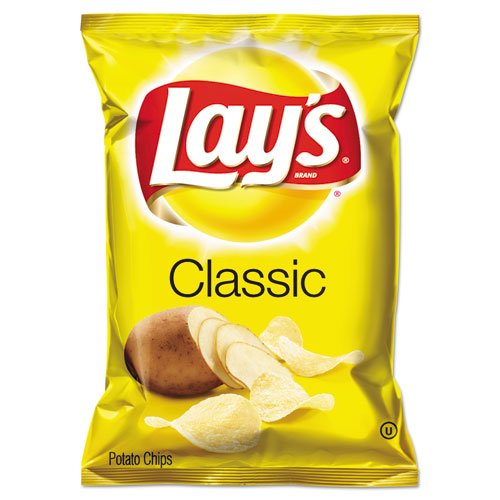 Lays Regular Potato Chips, 1.5 oz Bag, 64/Carton