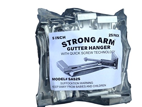 Strong Arm Quick Screw 5" 25 Pack Heavy Duty Hidden Rain Gutter Bracket Hook Hangers With Clip
