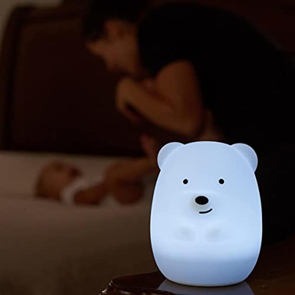 LumiPets LumiPet Bear Jumbo Kids Night Light, Cute Nursery Light for Baby, Toddler, Silicone LED Lamp, Remote Operated, USB Rechargeable 