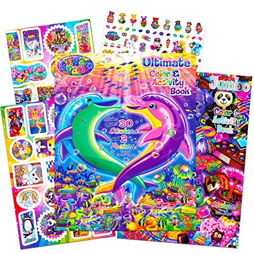 Bendon Publishing Lisa Frank Stickers and Coloring Book Super Set (Bundle Includes 2 Books - Over 30 Stickers, 2 Posters and 100 Pages of Coloring