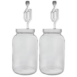 FastRack One gallon Wide Mouth Jar with Drilled Lid & Twin Bubble Airlock-Set of 2, multicolor (B01AKB4G9E), 1 gallons