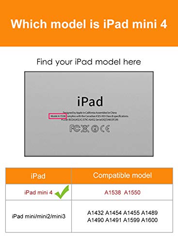 DTTO Case for iPad Mini 4,(Not Compatible with Mini 5th Generation 2019) Ultra Slim Lightweight Smart Case Trifold Stand with Fl