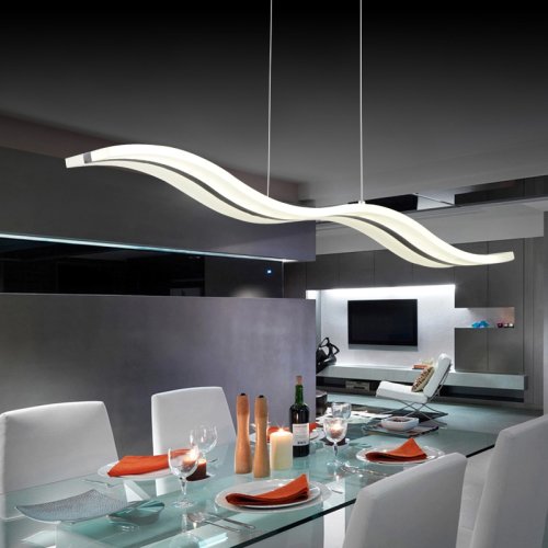 LightInTheBox Acrylic LED Pendant Light Wave Shape Chandeliers Modern Island Dining Room Lighting Fixture with Max 40W Chrome Fi