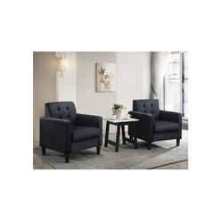 Lilola Home Hale Black Velvet Armchairs and End Table Living Room Set