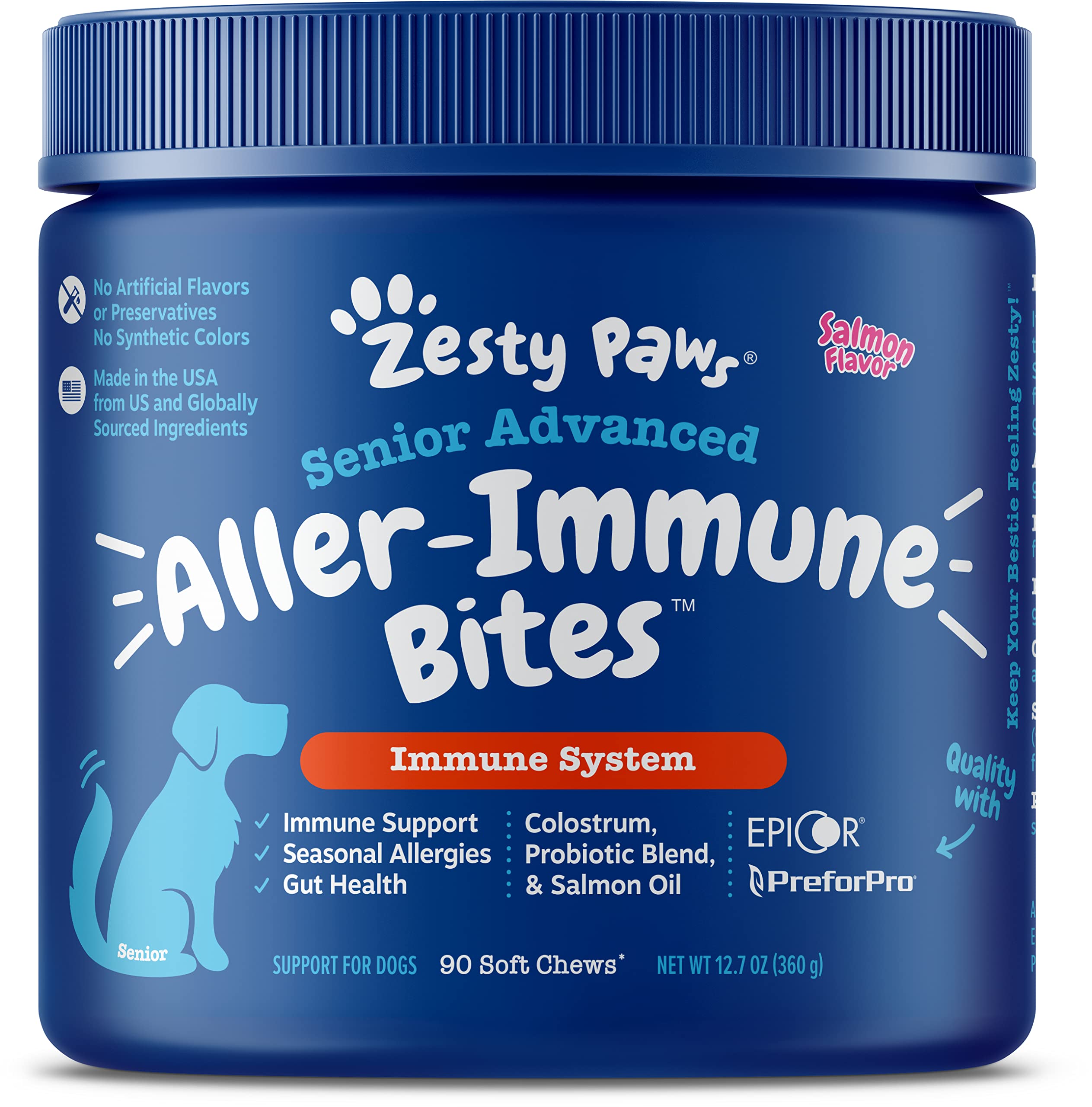 Zesty Paws Advanced Allergy Immune Supplement for Dogs - with Omega 3 Wild Alaskan Salmon Fish Oil Quercetin & Epicor + Digestiv