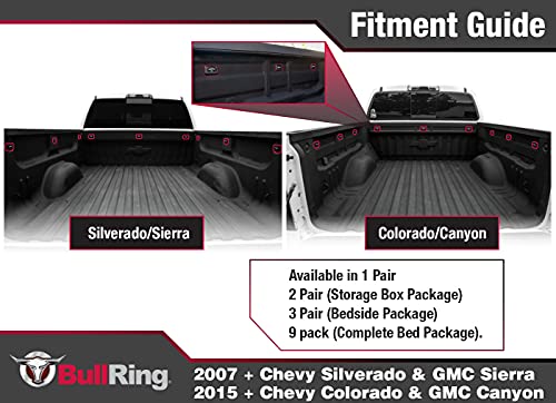 Bull Ring USA Chevy/GMC Inner-Bed Retractable Truck Bed Tie-Down Anchors | 2007+ Chevy Silverado and GMC Sierra | 2015+ Chevy Co