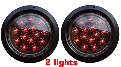 GCD 2- AutoSmart Flush Mount ROUND LED STOP TURN TAIL LIGHTS FOR TRUCK TRAILER red