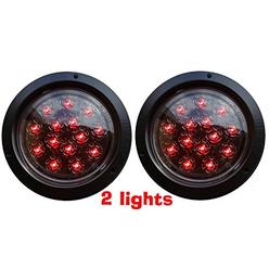 GCD 2- AutoSmart Flush Mount ROUND LED STOP TURN TAIL LIGHTS FOR TRUCK TRAILER red
