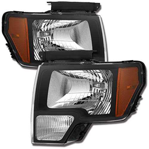 SPPC [Anti-Fog] Black Factory Style Headlights for 2009-2014 Ford F-150 Pickup - (Pair) Includes Driver Left and Passenger Right