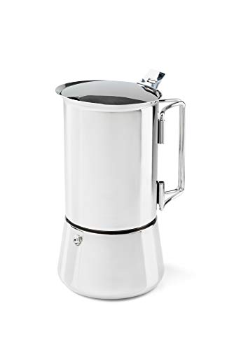 GSI Outdoors 6 Cup Stainless Steel Moka Stovetop Espresso Coffee Pot for Camping, Travel and Cabin