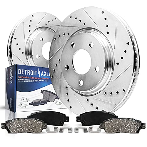 Detroit Axle - Front Disc Rotors + Ceramic Brake Pads Replacement for Chevrolet Cruze Sonic - 4pc Set