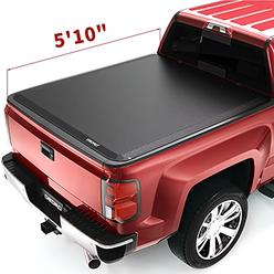 oEdRo Soft Roll up Truck Bed Tonneau Cover Compatible with 2014-2018 Chevy Silverado/GMC Sierra 1500, Fleetside 5.8ft Bed