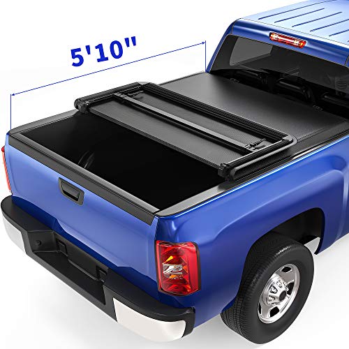 oEdRo Upgraded Soft Tri-fold Truck Bed Tonneau Cover On Top Compatible with 2007-2013 Chevy Silverado/GMC Sierra 1500 with 5.8 F