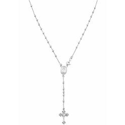 Miabella 925 Sterling Silver Italian Rosary Bead Cross Y Necklace Chain for Women Men, Length 20 Inch