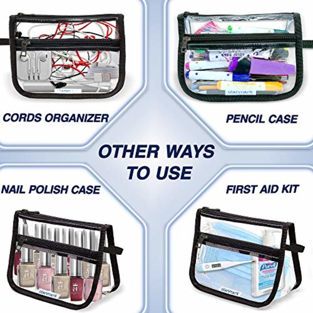 Olanmark TSA Approved Clear Toiletry Bag - Clear Plastic Travel Cosmetic Bag has Additional Pocket for Small Stuff - Reusable Quart Size