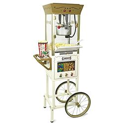 Nostalgia Popcorn Maker Professional Cart, 8 Oz Kettle Makes Up To 32 Cups, Vintage Movie Theater Popcorn Machine With Three Can