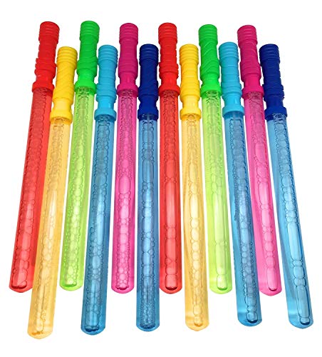 Oojami 12 Pack Bubble Wands - 14 inches Assortment of Colors, Ideal for Party Favors, Birthday, School, Easter, Graduation, Show