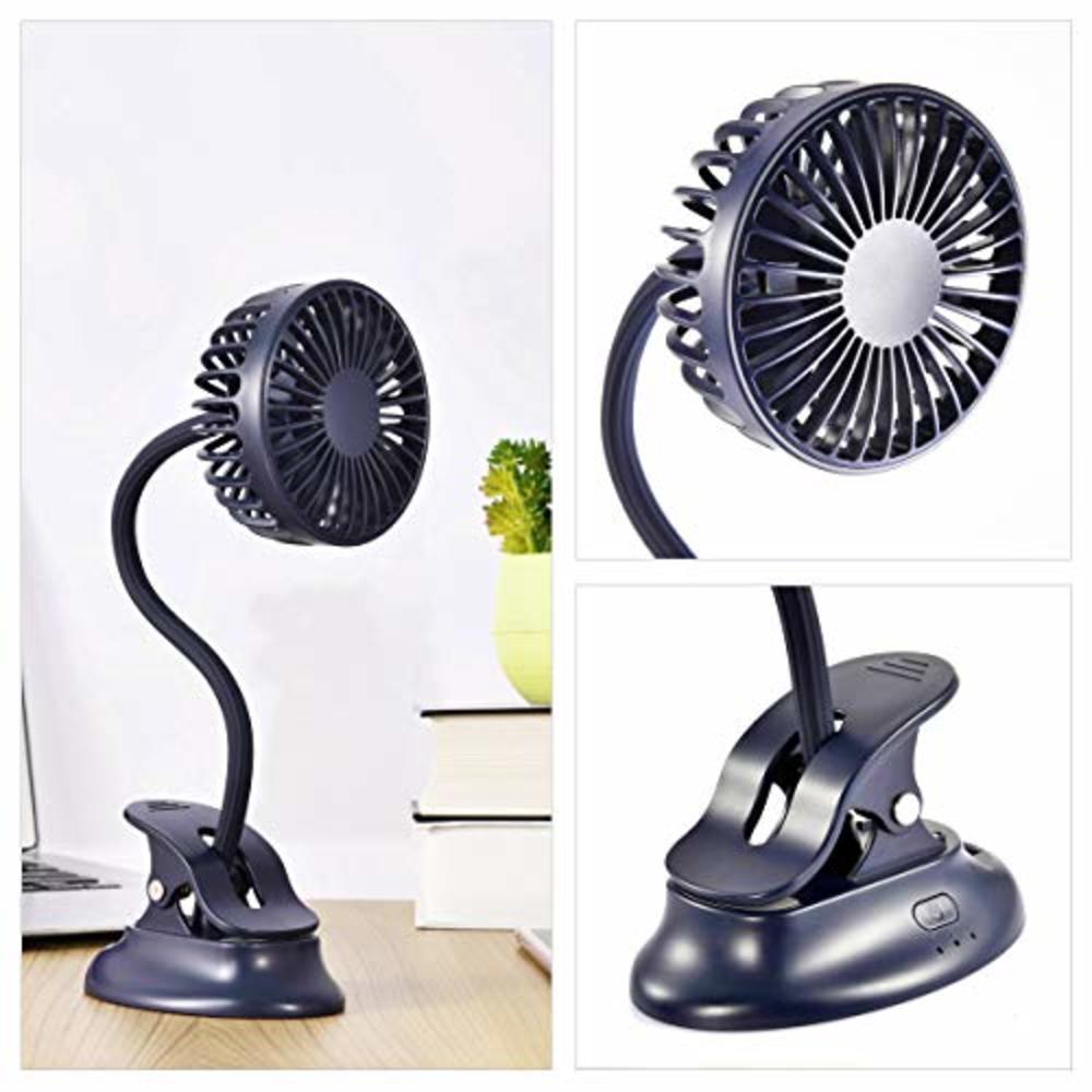 Glovion Clip on Fan Usb Fan mini Fan Battery Operated Desk Fan with Emergency Power Bank, USB Clip Fan Rechargeable Personal Fan Flexibl