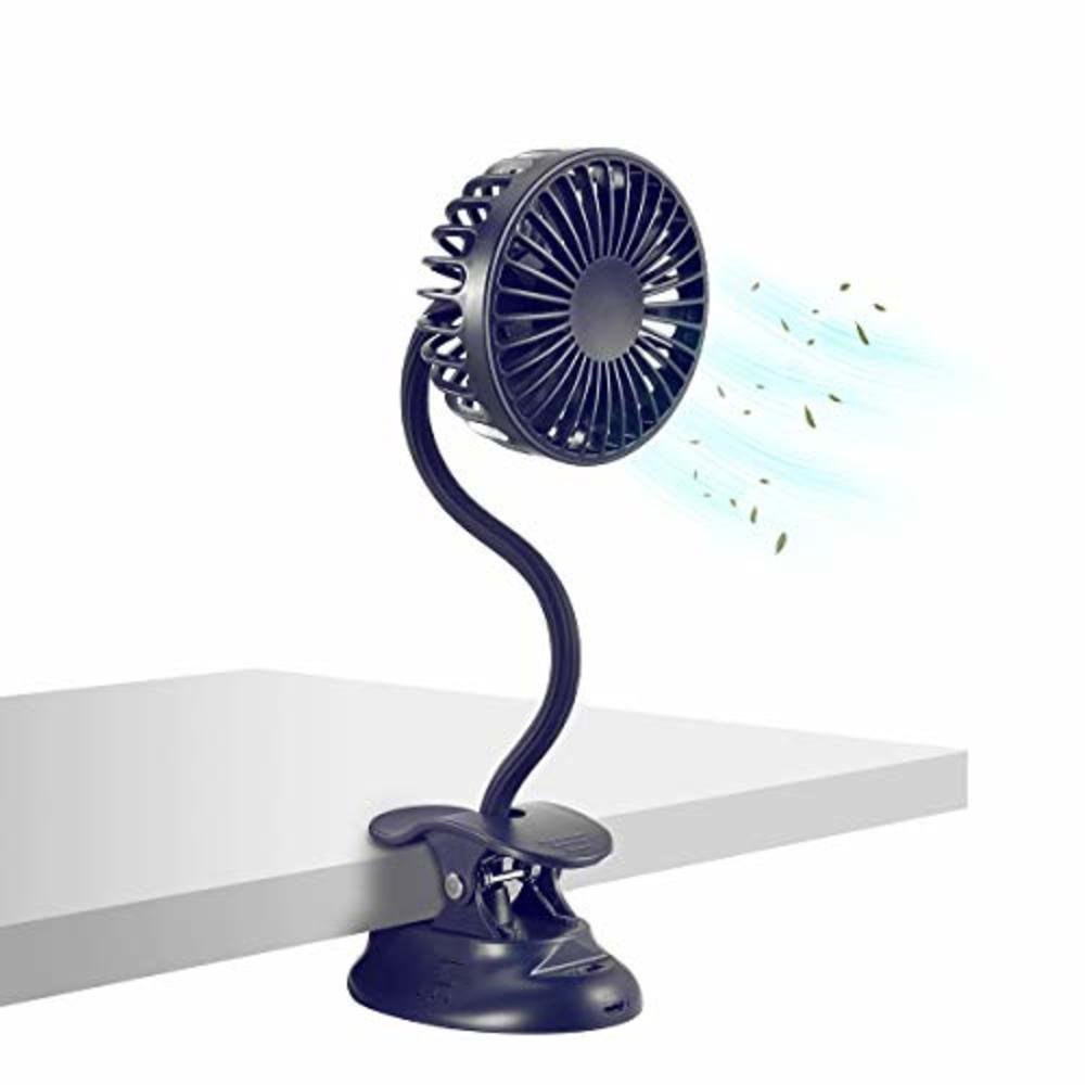 Glovion Clip on Fan Usb Fan mini Fan Battery Operated Desk Fan with Emergency Power Bank, USB Clip Fan Rechargeable Personal Fan Flexibl