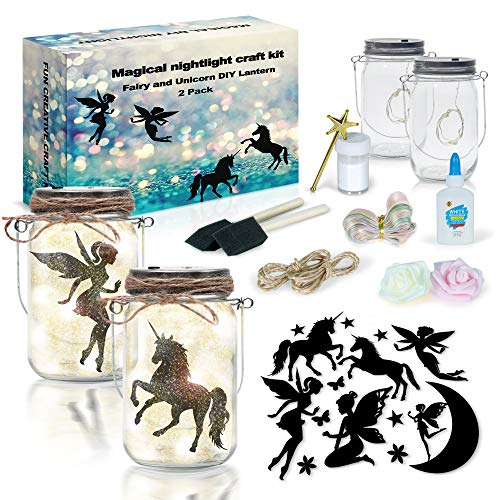 2Pepers DIY Fairy and Unicorn Nightlight Craft Kit (2 Pack), Fairy Lantern  Jars Arts and Crafts. for Girls, Make Your Own Unicor