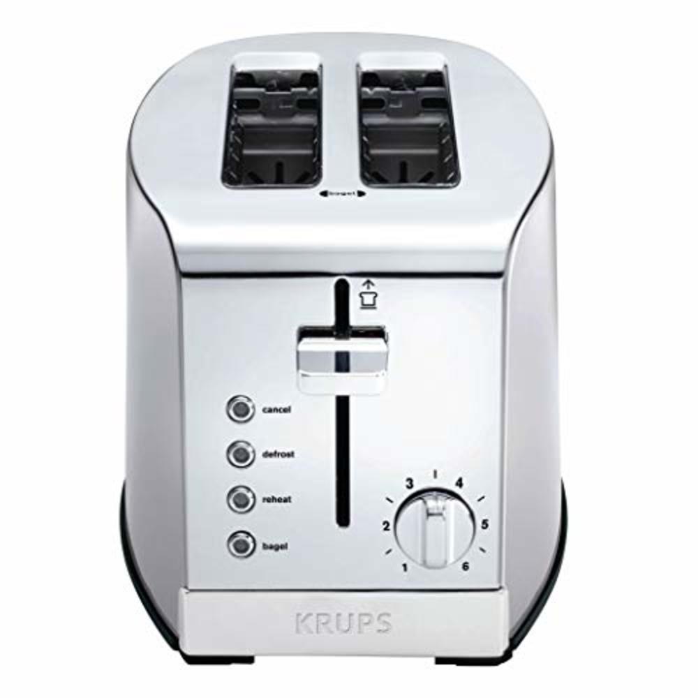 KRUPS KH732D50 2-Slice Toaster, Stainless Steel Toaster, 5 Functions with Cancel, Toasting, Defrost, Reheat and Bagel, Cord Stor