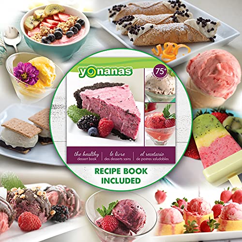 Yonanas 988TL Deluxe Vegan Non-Dairy Frozen Fruit Soft Serve Dessert Maker, BPA Free, Includes 75 Recipes, 200 Watts, Teal