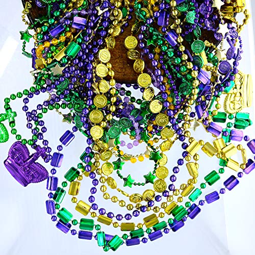 GiftExpress 100 pcs Mardi Gras Metallic Bead Necklaces for Party Favors, Mardi Gras Party, New Year Parade, St Patrick Day Celeb
