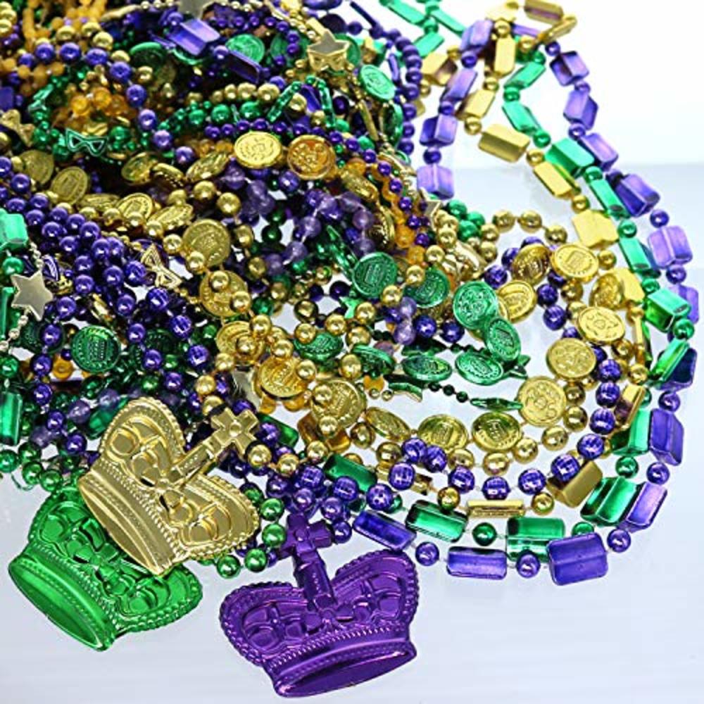 GiftExpress 100 pcs Mardi Gras Metallic Bead Necklaces for Party Favors, Mardi Gras Party, New Year Parade, St Patrick Day Celeb