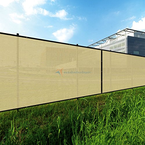 TANG Sunshades Depot Privacy Fence Screen Beige 6 x 50 Heavy Duty Commercial Windscreen Residential Fence Netting Fence Cover 15