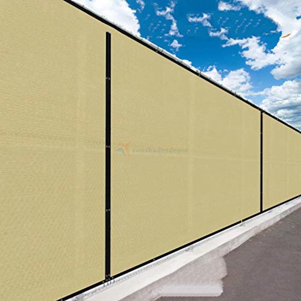 TANG Sunshades Depot Privacy Fence Screen Beige 6 x 50 Heavy Duty Commercial Windscreen Residential Fence Netting Fence Cover 15