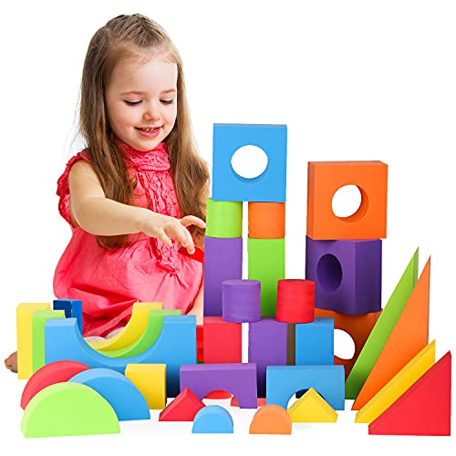 Lolo Toys Large Building Foam Blocks for Toddlers - 30 Piece Giant ...